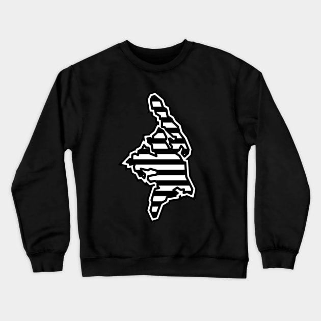 Cortes Island Silhouette in Black and White Stripes - Lined Pattern - Cortes Island Crewneck Sweatshirt by Bleeding Red Paint